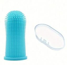Inspired Finds Silicone Finger Toothbrush For Dogs & Cats Dental Care blue
