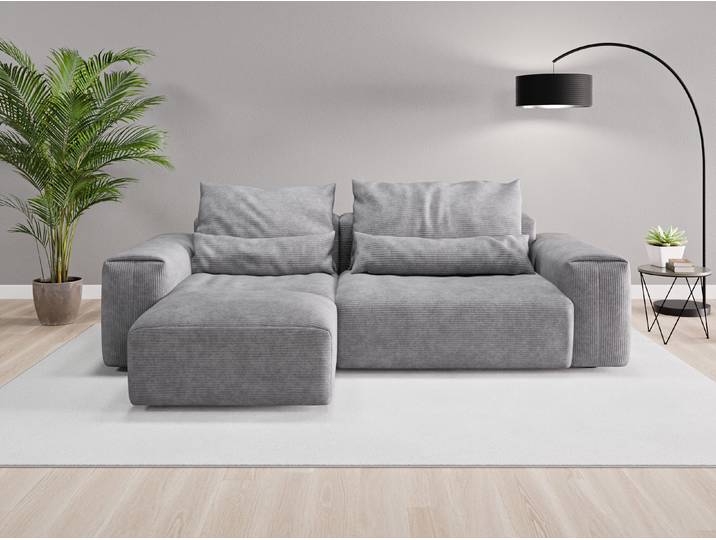 Ecksofa Denver Nr. 1 links - Grau (Dunkelgrau) - Cordstoff