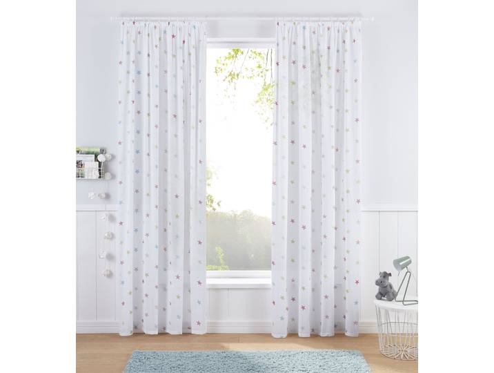 Gardine GOODPRODUCT Stern, 1 Stück, halbtransparent, Kindergardine, Sternen-Motiv Gr. 3, bunt, B:140cm H:225cm, Baumwolle (Bio-Baumwolle), Gardinen, Gardine, Kindergardine, einseitig mit Sternen bedruckt
