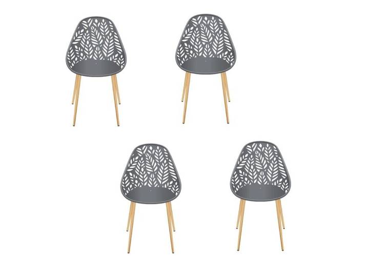 Toilinux - Lot de 4 chaises d'extérieur Calvi en polypropylène - Gris