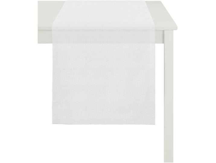 Tischläufer APELT Easy, Uni-Basic , weiss (weiß), B:48cm L:140cm, Leinen, Polyester, Tischdecken, Tischläufer
