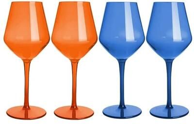 Uplifted Goods Unbreakable Tritan Wine Glass Set 2 Blue 2 Orange