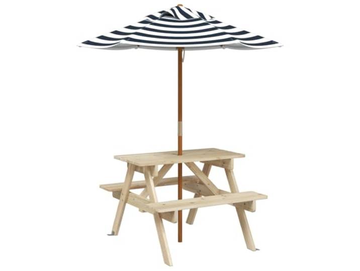 HFXHIJXQ Picknicktisch mit Sonnenschirm Holz Garten 2-in-1 Set 4-Sitzer Stabile A-Form Konstruktion aus massivemTannenholz mit abnehmbarem Schirm für Terrassen, Garten und Außenbereiche.