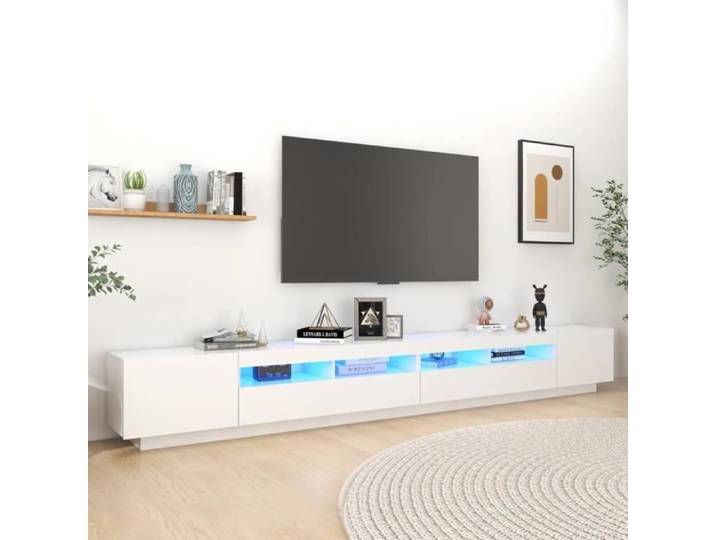 LES® Meuble TV avec lumières LED Blanc 300x35x40 cm117211