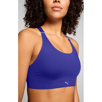 Sporttop PUMA "PUMA WOMEN 3D KNIT SPORT TOP 1P", Damen, Gr. XXL, blau, Strick, Obermaterial: 89% Polyamid, 11% Elasthan, Rundhals, Tops Sporttop, wendbare und verstellbare Träger für einen personalisierten Look