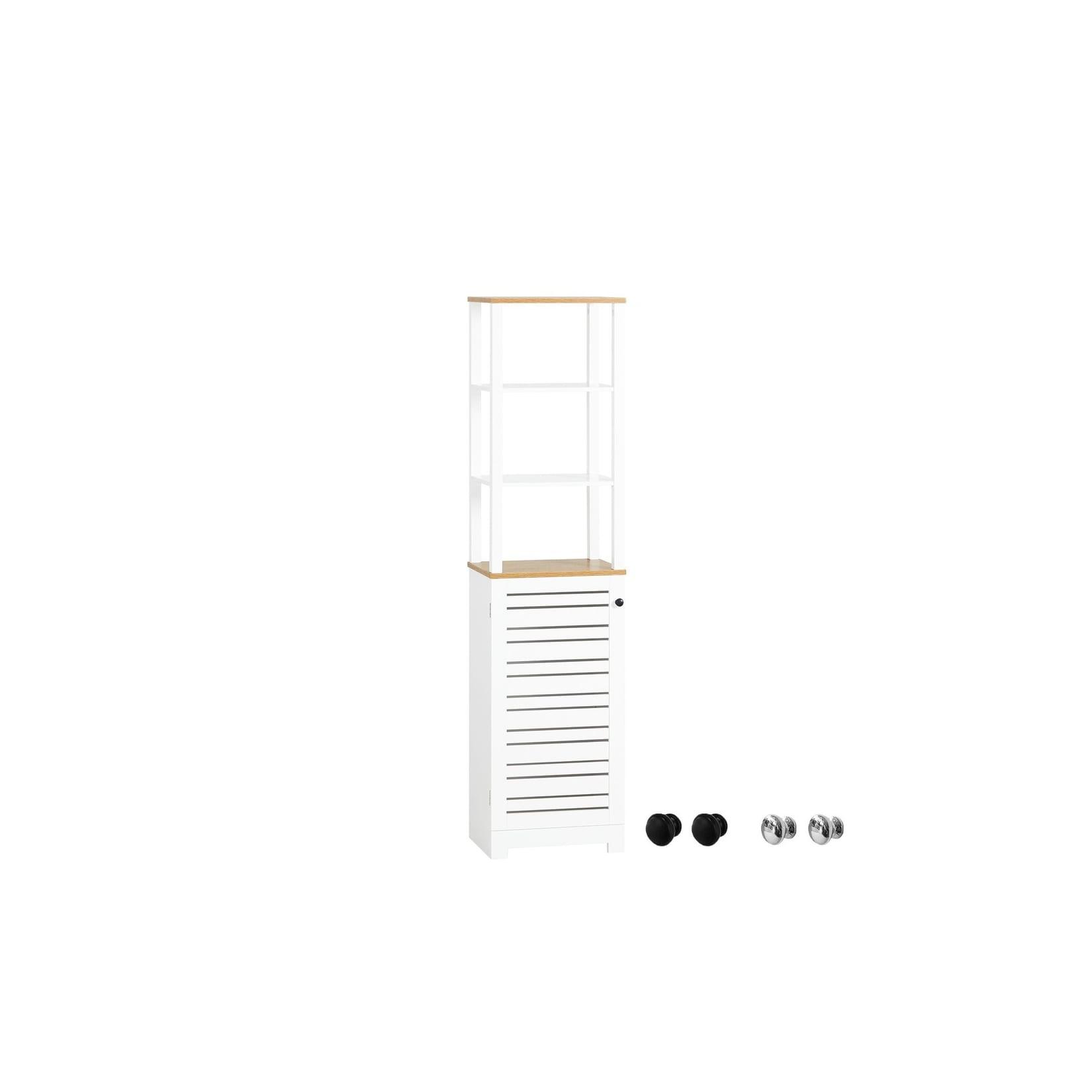 SoBuy Badezimmerschrank mit 1 Tür Weiß 40x30x160cm Rustikal