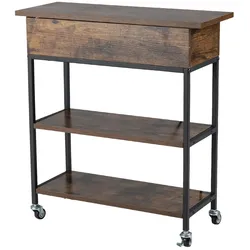 COSTWAY Beistelltisch mit Hebeplatte, Ladestation, Rollen, Stauraum, schmaler Sofatisch