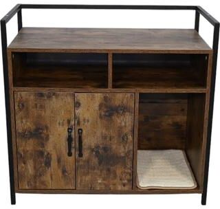 Kodotan sofa 61 lbs Rustic Brown Wooden Cat Litter Box Enclosure, Spacious Hidden Cat Litter Box with Scratching Mat Furniture