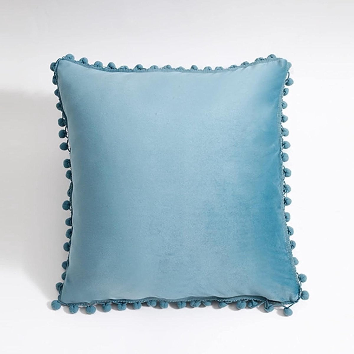 Decoratieve kussensloop van zacht velvet in zeeblauw, 45 x 45 cm