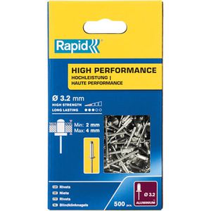 Rapid Blindnieten 5001431, Aluminium, 500 Stück, Ø 3,2mm x Länge 8mm