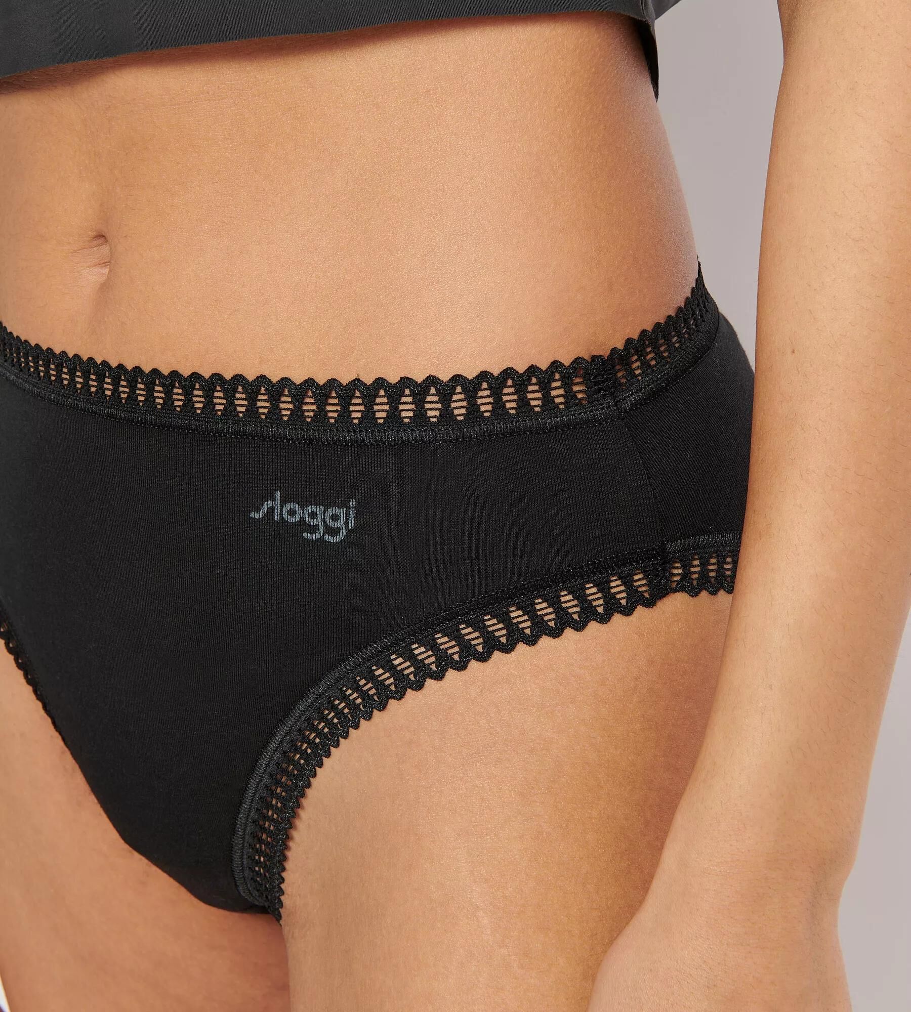 sloggi "GO Crush" mit Spitzendetails, Multipack, hoher Beinausschnitt schwarz combination, blau XL, Single Jersey