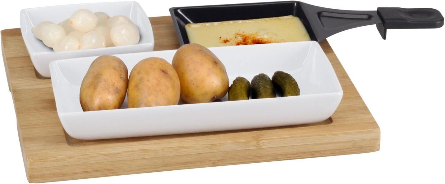 Raclette NOUVEL "Bambus, 5-teilig", braun (bunt), B:25cm H:4,5cm T:25cm, Raclettes, Raclette bunt Einheitsgröße