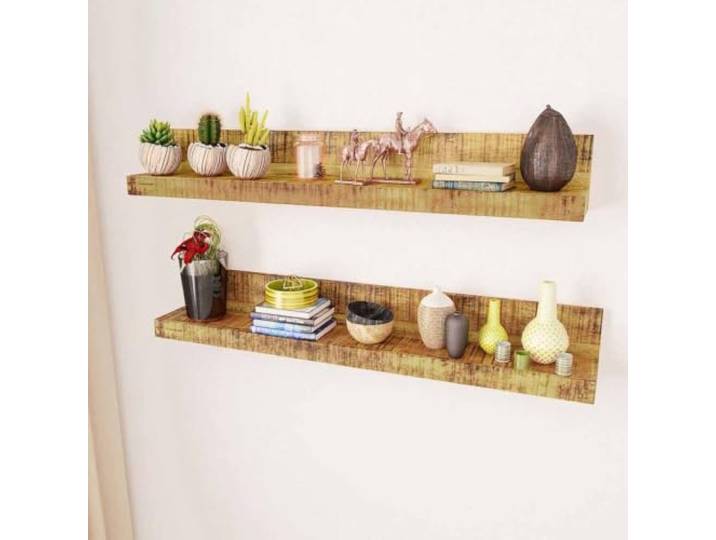 QINXIXINAIXI Wandregale 2 STK. Massivholz Mangoholz Wandboard für Küche, Wohnzimmer, Schlafzimmer, 20 kg Tragfähigkeit, Mangoholz, einfache Montage