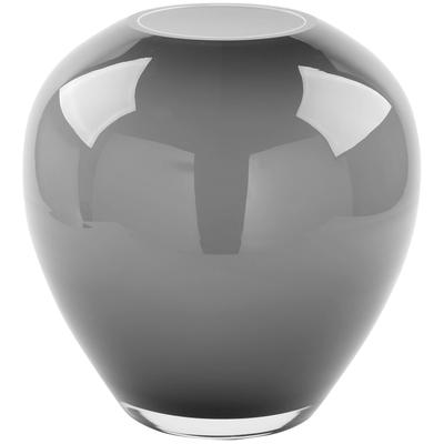 Tischvase FINK "LOSONE", grau (grau opal), B:21cm H:20cm T:21cm Ø:20cm, Glas, Vasen, wasserdicht, durchgefärbt, mundgeblasen