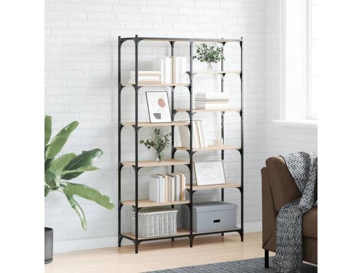 LVL - Bibliothèque d'Adulte/Enfant - Pour livres/CD - chêne sonoma 100x32x170cm bois d'ingénierie et fer LL1545
