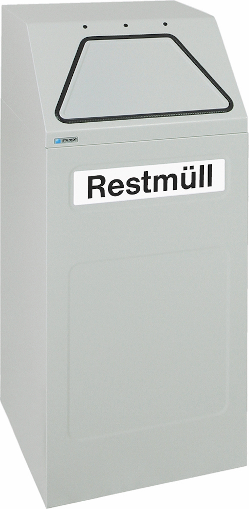 Abfallsammler mit verzinktem Stahleinsatz & selbstschließender Einwurfklappe | 65 Liter, HxBxT 97x40x38cm | Feuer- & Geruchshemmend | Lichtgrau