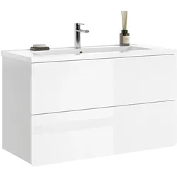 Vicco, Badmöbelset, Badmöbel-Set Izan, Weiss Hochglanz/Weiss, 2-teilig