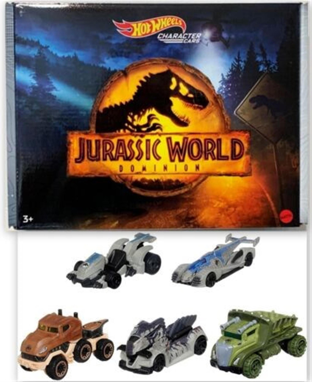 Hot Wheels Jurassic World Dominion Vijf Britse auto's Mattel