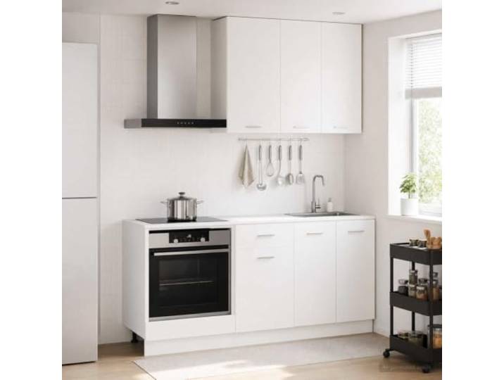 LYON Kücheneinheit 5 Stück Weiß Holz Engineered Unterschrank mit Schublade, Wandschrank, Spülmaschinenplatte, Montage erforderlich, Weiß