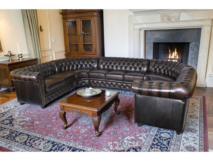 Salottini Chesterfield-Sofa XXL PREMIUM Chesterfield Wohnlandschaft Westminster Ecksofa Leder, Handarbeit