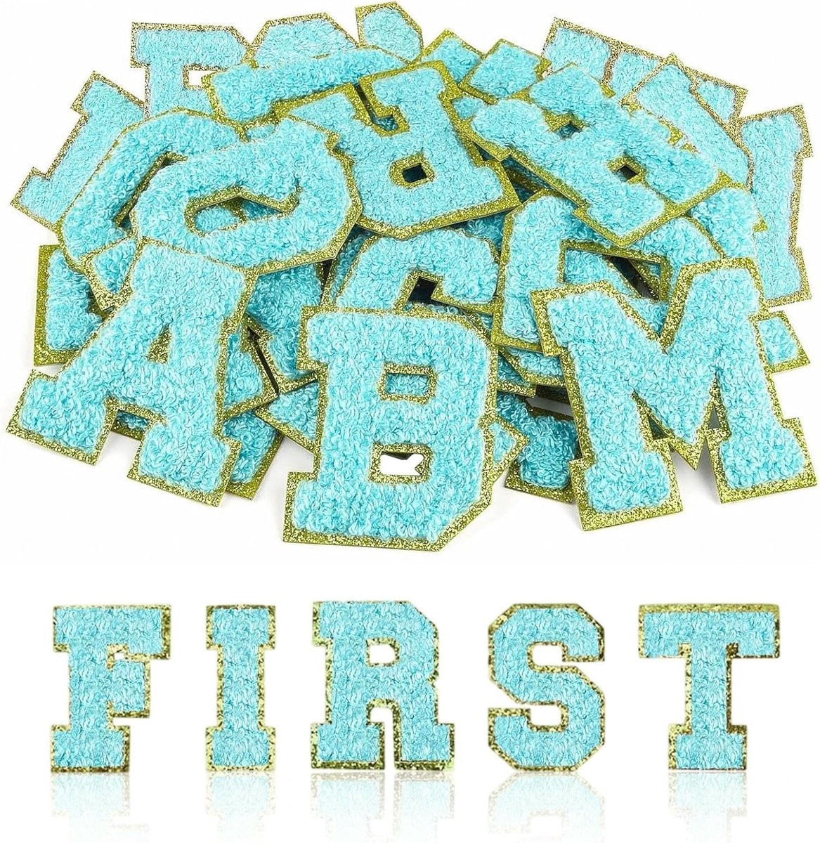Blauwe Alphabet Stof Patches voor Kleding - 26 Stuks - DIY Borduur Accessoires