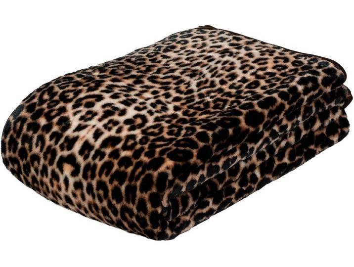 Wohndecke GÖZZE Leopard , braun, B:150cm L:200cm, Polyester, Wohndecken, Wohndecke, mit gedrucktem Motiv, Kuscheldecke