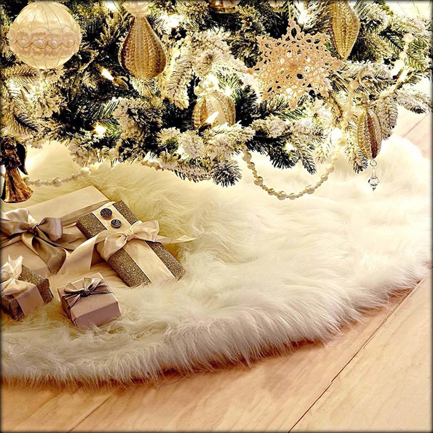 Witte kerstboomdeken onderzetter voor kerstboom decoratie 90 cm
