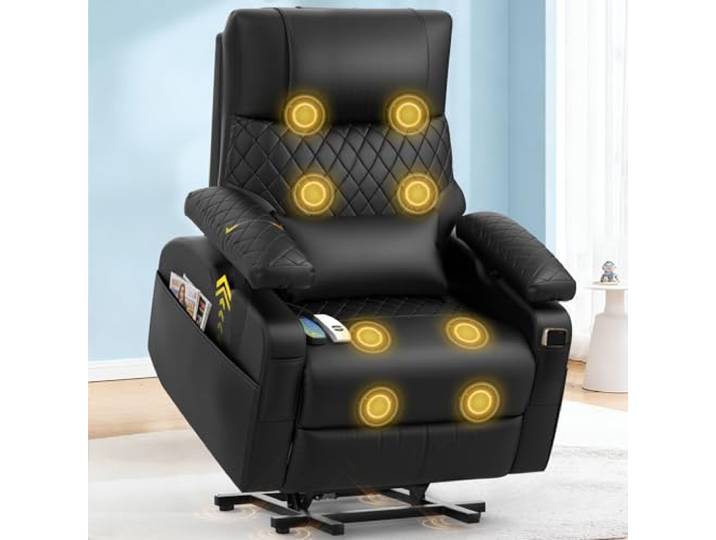 Relaxsessel,Massagesessel mit Wärmefunktion,3D Verstellbare Armlehnen Relaxsessel Elektrischer mit liegefunktion, Lendenwirbelstütze,TYP C&USB ,4 Aufbewahrungstaschen,Fernsehsessel für Heimkino