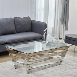 Sofatisch aus Edelstahl Glasplatte