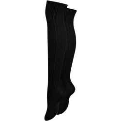 Paolo Renzo® Damen Baumwoll Overknees mit Zopfmuster & Anti-Rutsch-Bund 3 Paar - Größe 36/41 - Bordeaux-Rot
