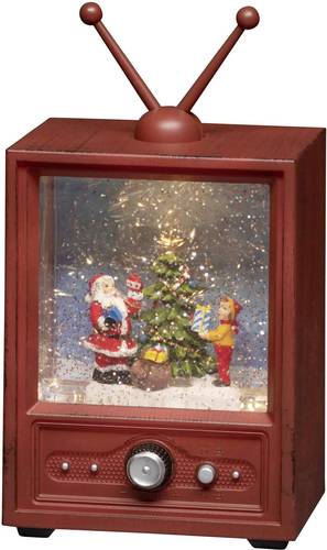 Konstsmide 4372-000 LED-Szenerie Fernseher mit Weihnachtsmann und Kind Warmweiß LED Bunt wählbare Energieversorgung, beschneit