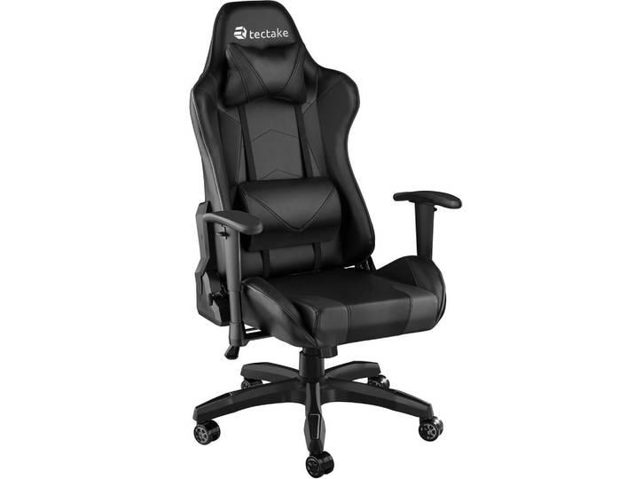 tectake Racing-Gamingstuhl Twink, Belastbarkeit 120 kg, schwarz, Schwarz, 68x125x69 cm, Büromöbel, Bürostühle, Gaming-Sessel