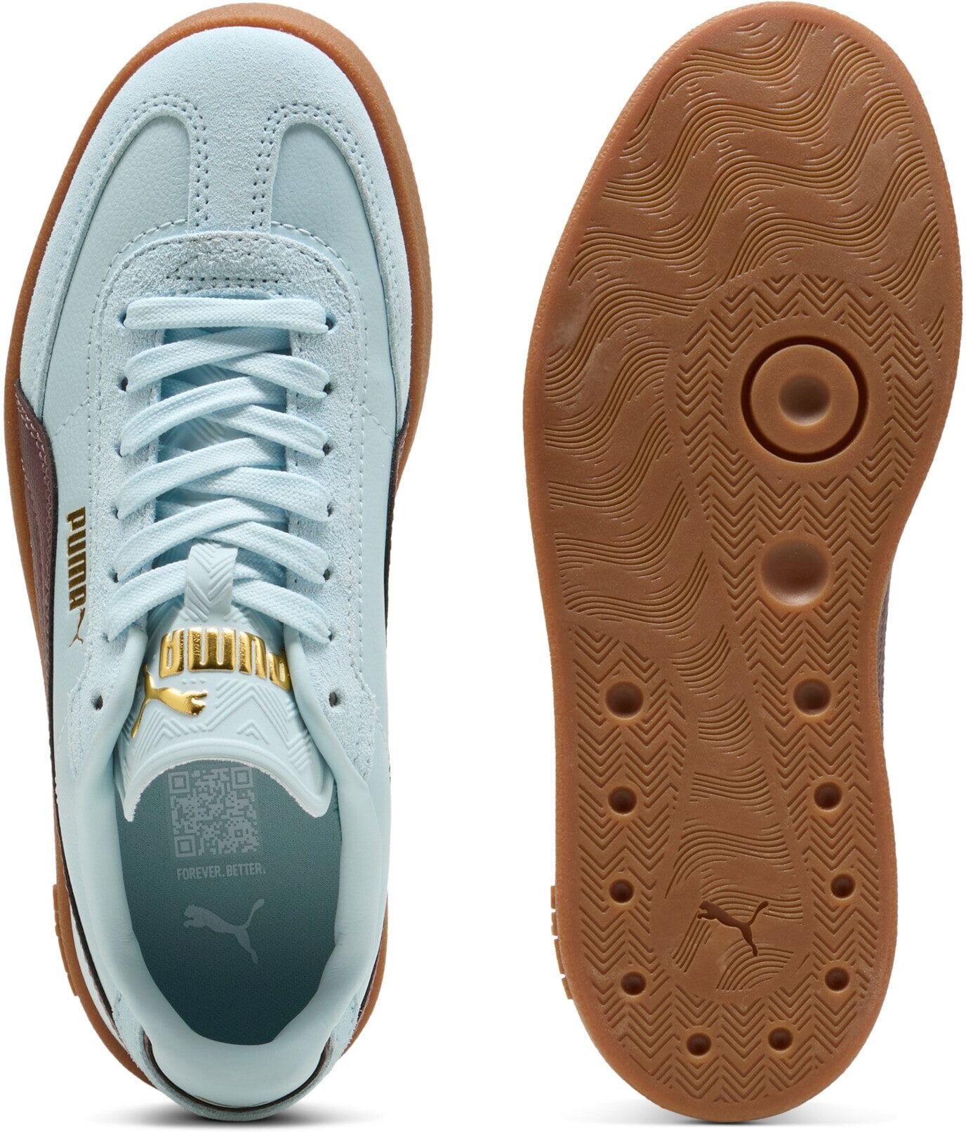 Sneaker PUMA "CLUB II ERA JR", Jungen, Gr. 37,5, Textil, aqua glow, rich cocoa, Leder, unifarben, Schuhe Sneaker, für Sportmode und Streetwear, mit SOFTFOAM+ Einlegesohle aqua glow, rich cocoa 37,5, Textil