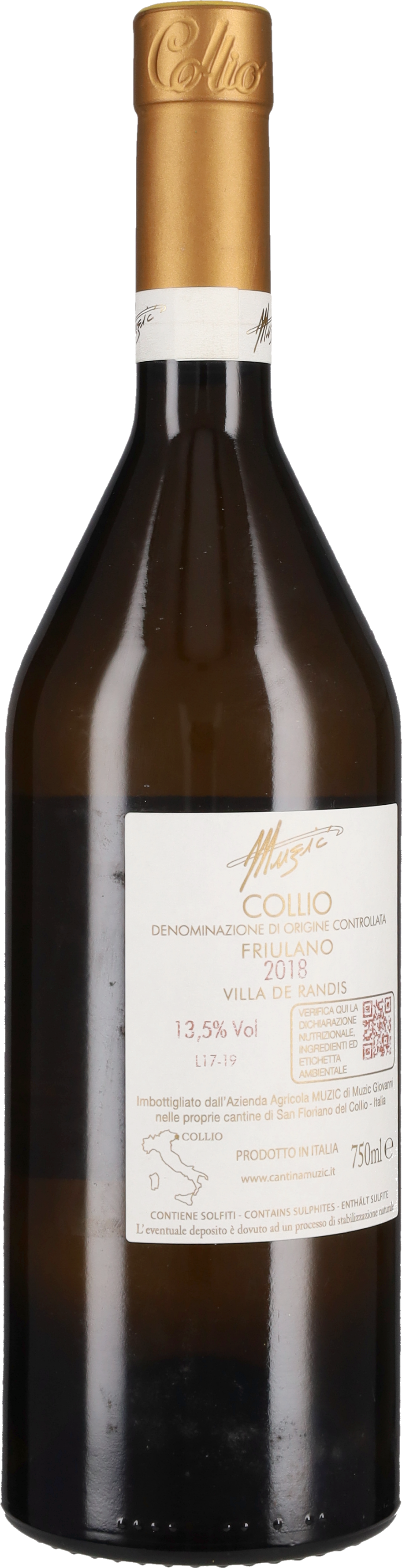 Friulano Collio 'Villa de Randis' Muzic 2018