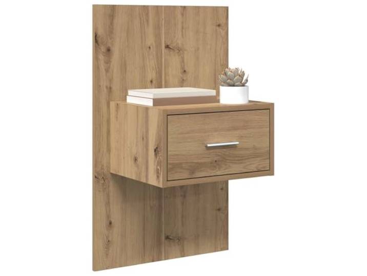 KTHLBRH Nachtschrank 2 Stück Eiche Handwerk 50 x 32,5 x 80 cm Holztechnik, Wandmontage, 2 Schubladen, platzsparendes rustikales Design
