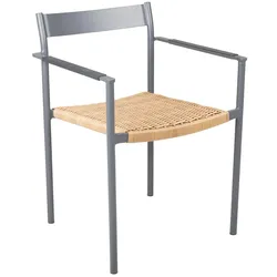 Gartenstuhl DK mit Armlehne aus Aluminium und Kunstrattan, modern skandinavisch, anthrazit, stapelbar