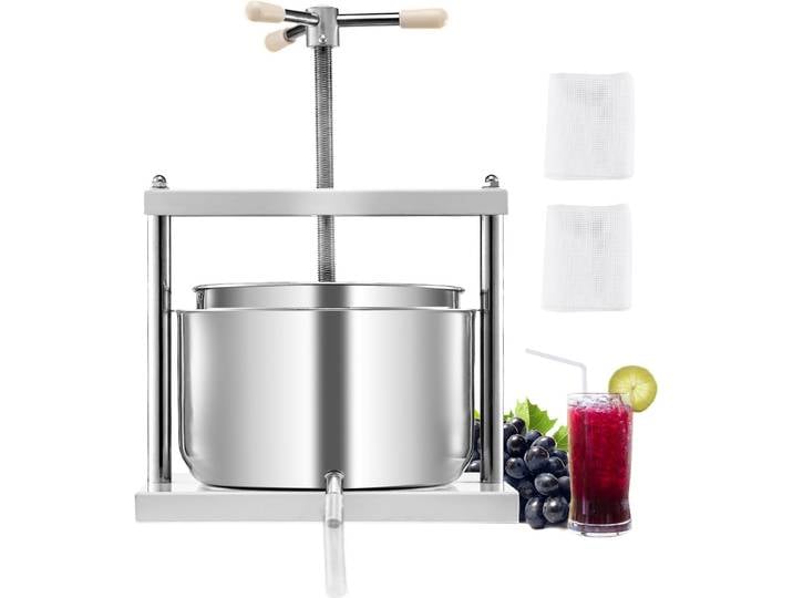 Presse à vin de fruits VEVOR Extracteur de jus de fruits (12 L) avec 2 fûts en inox\, extracteur de jus manuel Presse à cidre Presse à pommes Presse à raisins