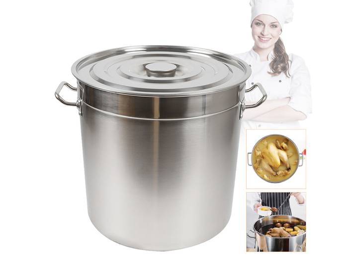 Marmite de 70 L, marmite de 45 cm, grande marmite en acier inoxydable avec couvercle et poignées rétractables, marmites