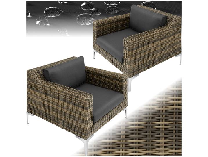 Ensemble modulaire en rotin Villanova Aluminium, ensemble de 5 canapés 2 places - gris anthracite chiné