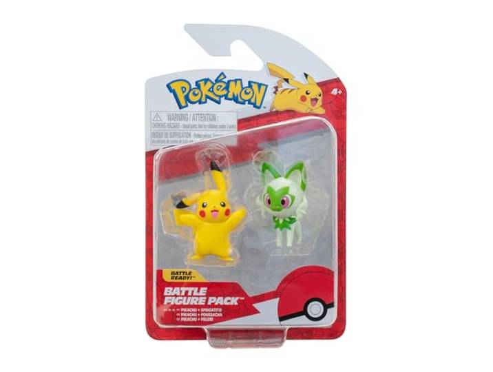 Pokémon Battle Figure First Partner 2 Pack - 2 inch Sprigatito en Pikachu Battle Figures met authentieke details