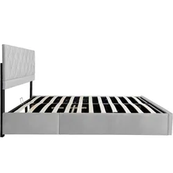 OKWISH Polsterbett Samt Grau 140 x 200 cm