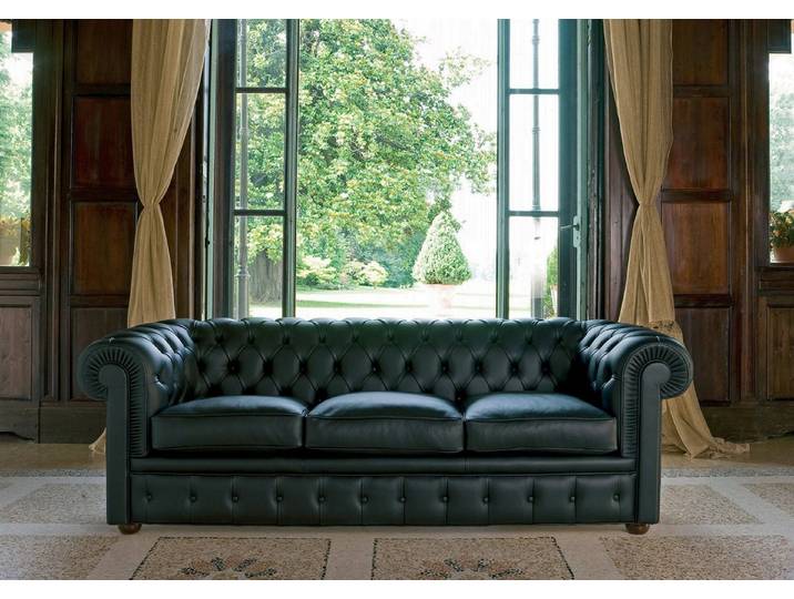 JVmoebel Chesterfield-Sofa Klassisches Leder-Sofa im Chesterfield-Stil in Braun, Made in Europa