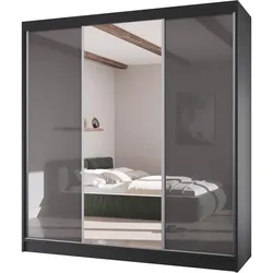 SCHWEBETÜRENSCHRANK Velis II 200/61/215 schwarz+graphit