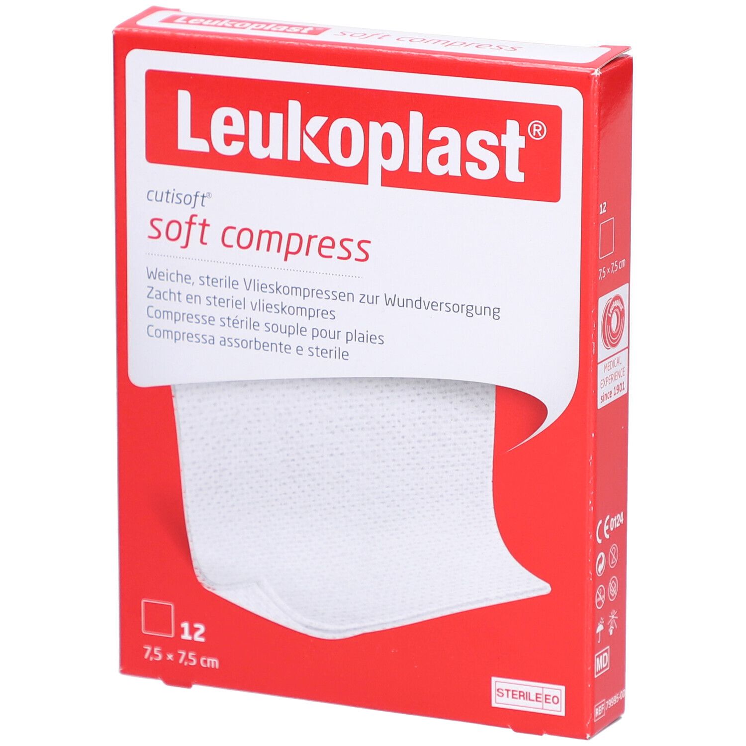 Leukoplast Cutisoft Vlieskompr.steril 7,5x7,5 cm 12 St Verband