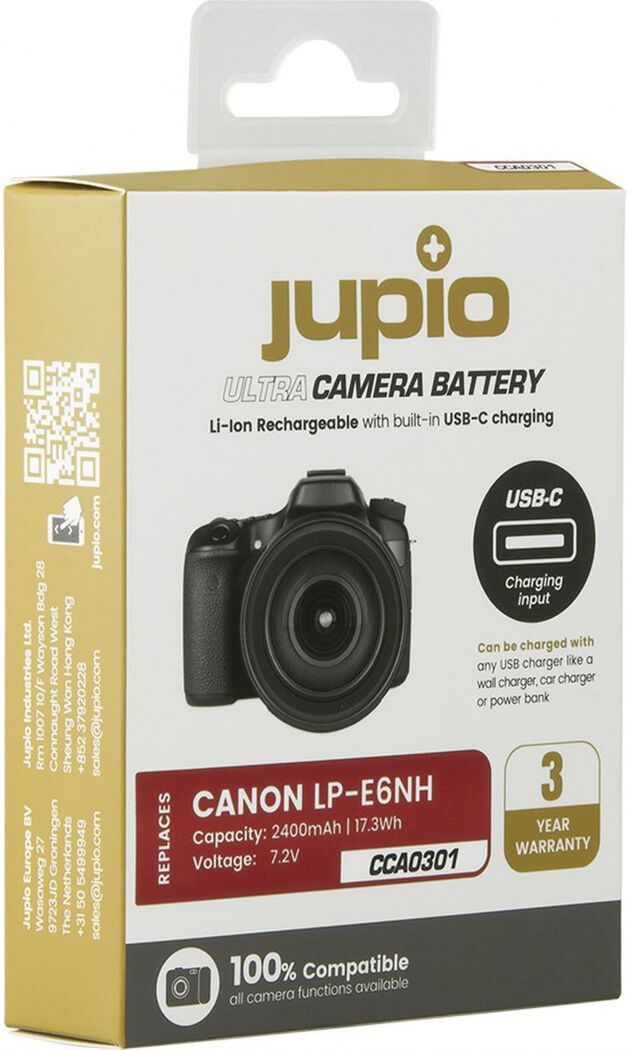 Jupio LP-E6NH *ULTRA C* Entrée USB-C 2400mAh
