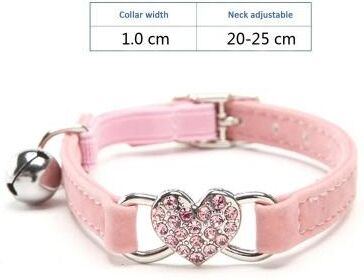 Uplifted Finds Heart Rhinestone Breakaway Cat Collar 6 pink