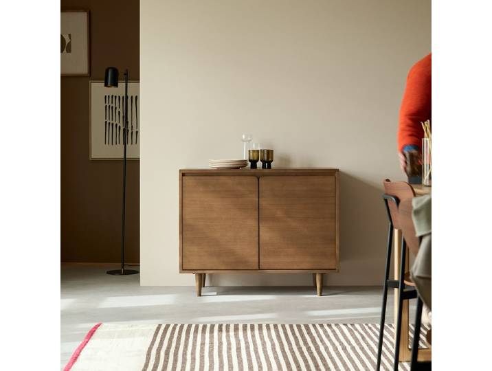 Sideboard aus massivem Hevea 100 cm - Natur - Rubberwood