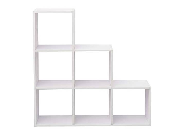 Rebecca Mobili Bücherregal Standregal Weiß Holz 6 Ablagen Schlafzimmer Wohnzimmer Design Modern Bücher Ordnung Dekoration (Cod. RE6039)