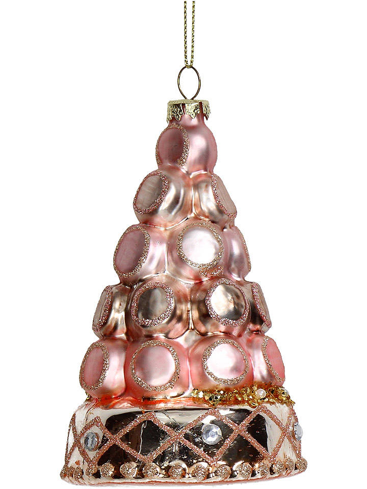 Kersten Christbaumkugel ''Macaron'' in Rosa/ Gold - (H)13,3 cm - onesize