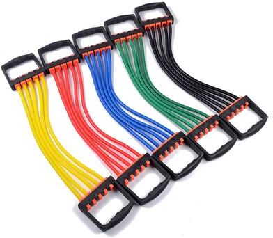 Healfit Counter Yoga 5 Resistance Bands, Fitness Cable Rope, Sport Chest Expander Puller For Home Workout Exercise red
